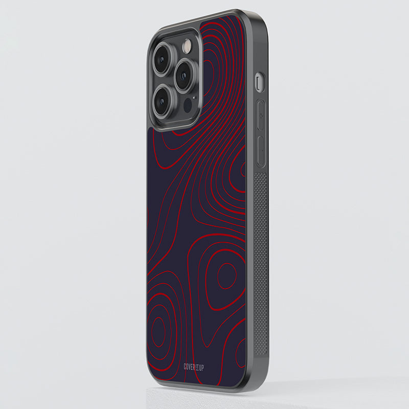 Red Blue Topography Glass Case