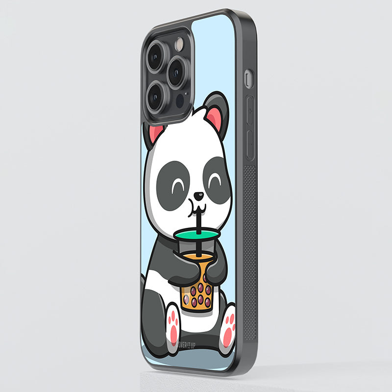 Panda Drinking Boba Glass Case