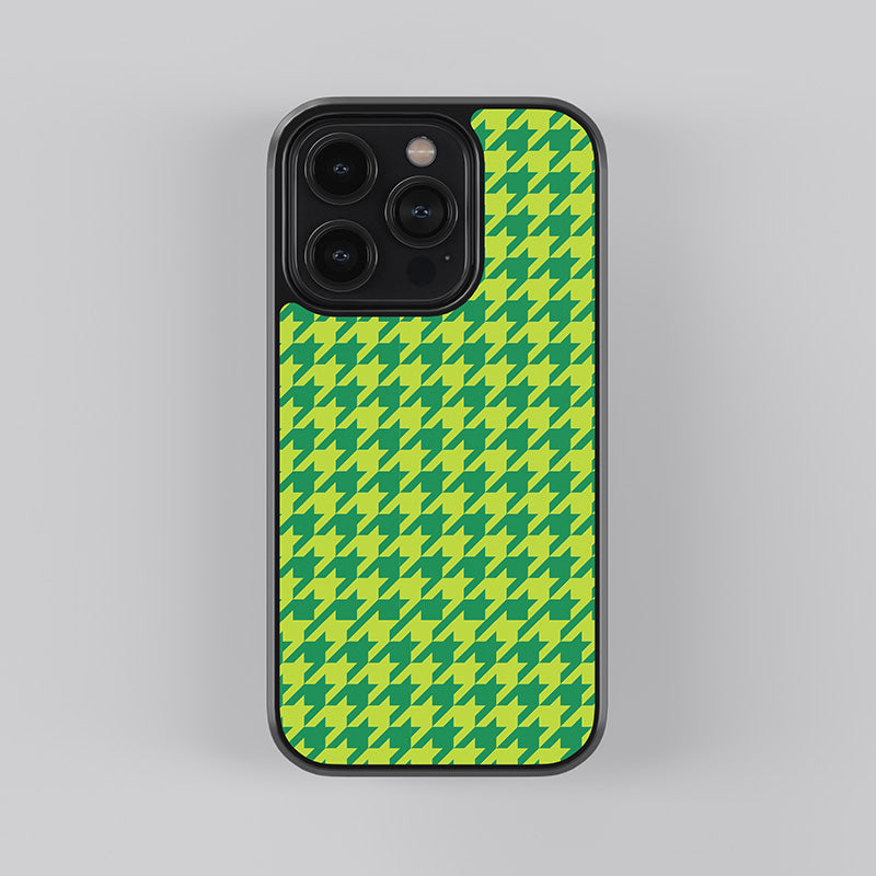 Green Hounds Tooth Pattern Glass Case