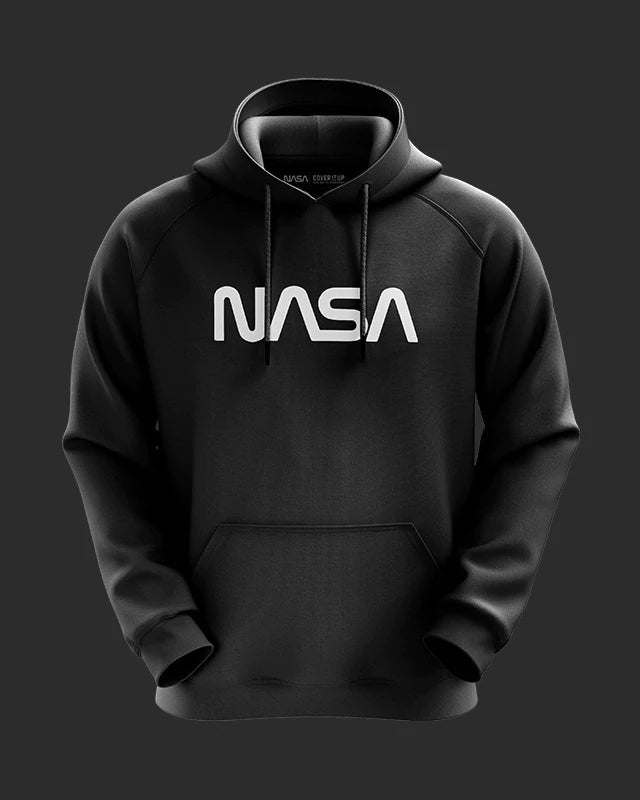NASA Worm Logo Black Hoodie for Men & Women from coveritup.com