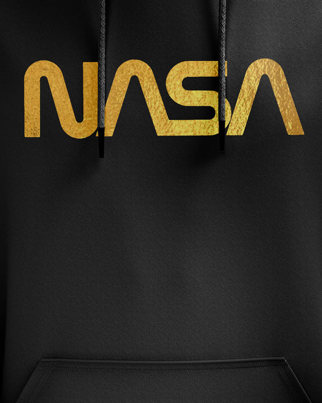 NASA Worm Gold Foil Logo Black All Season Hoodie
