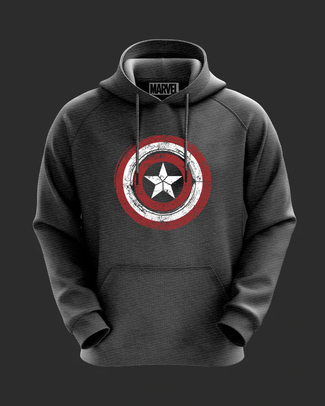 Official Marvel Captain America Retro Logo Dark Grey Hoodie from coveritup.com