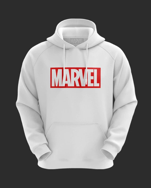 Official Marvel Logo White Hoodie for Men & Women from coveritup.com