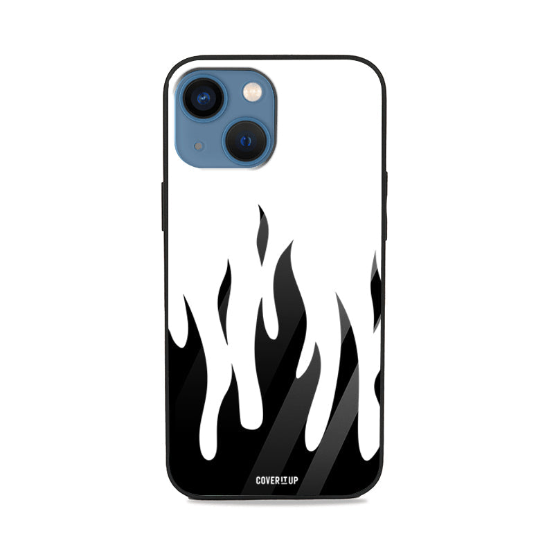  Black And White Flames Glass Case