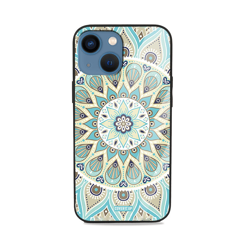 Blue Mandala Glass Case Mobile Phone Cover from coveritup.com
