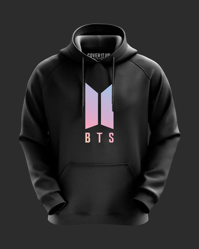 Buy BTS White Logo Cotton Hoodie for Men Women Cover It Up