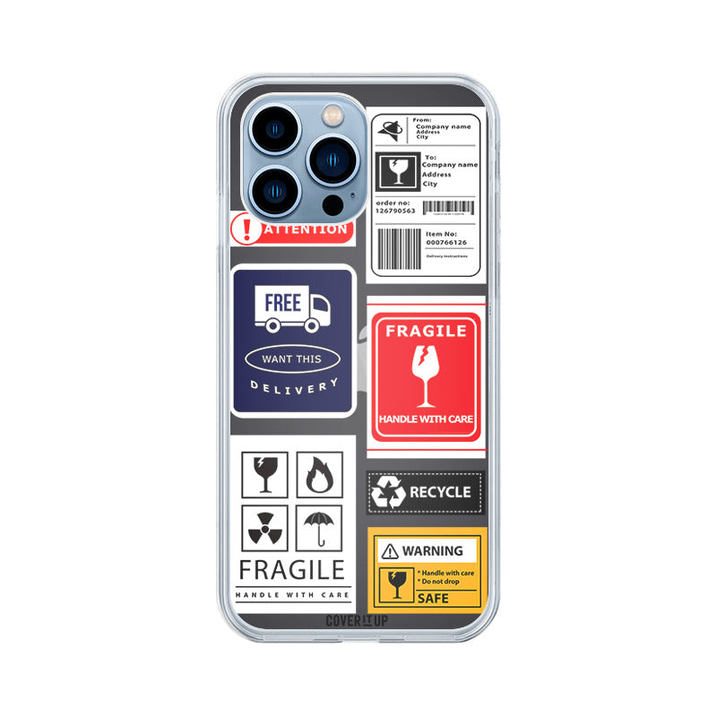  Caution Stickers Clear Silicone Case