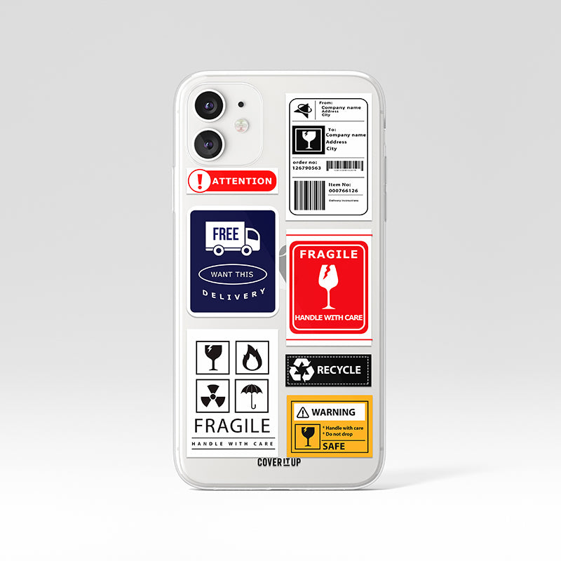 Caution Stickers Clear Silicone Case