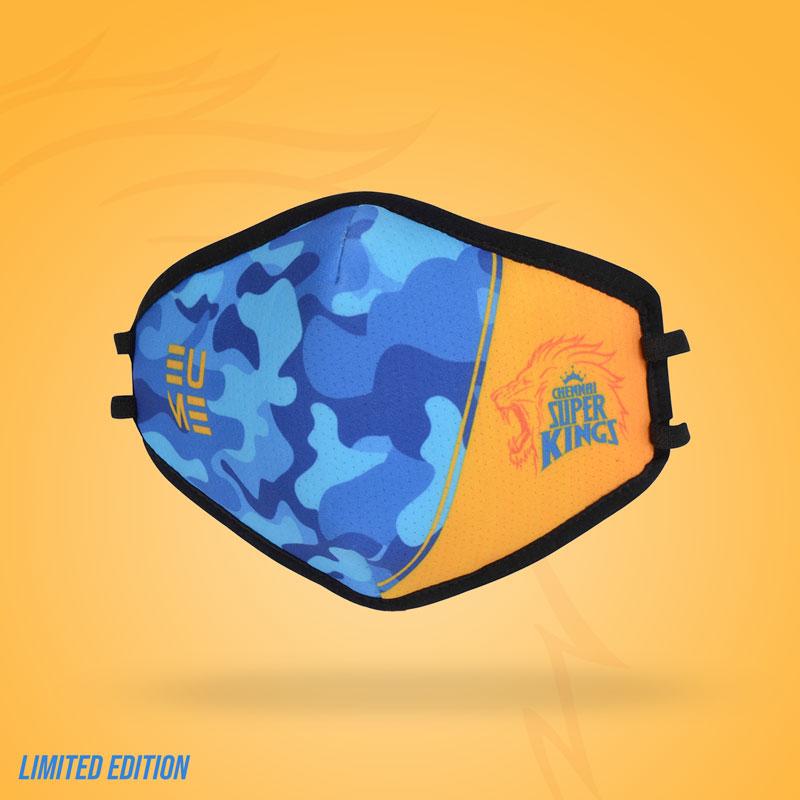 Cover It Up Face Mask Official Chennai Super Kings CSK Camo Blue Face Mask