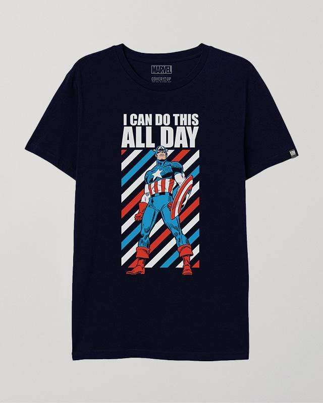 Cover It Up T-Shirt Official Marvel Captain America I Can Do This All Day T-Shirt