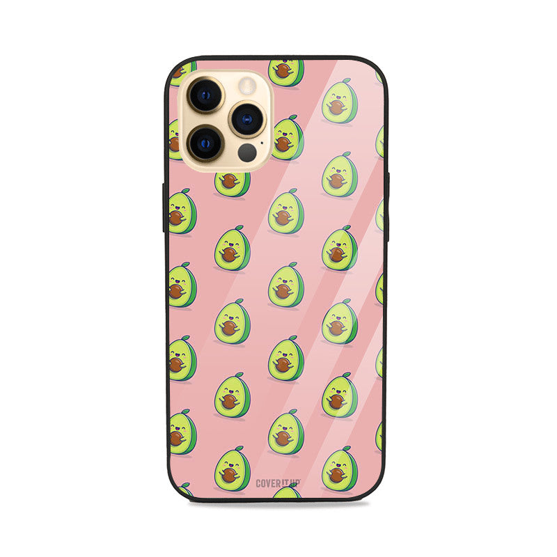 Cute Pink Avocado Pattern Glass Case Mobile Phone Cover from coveritup.com