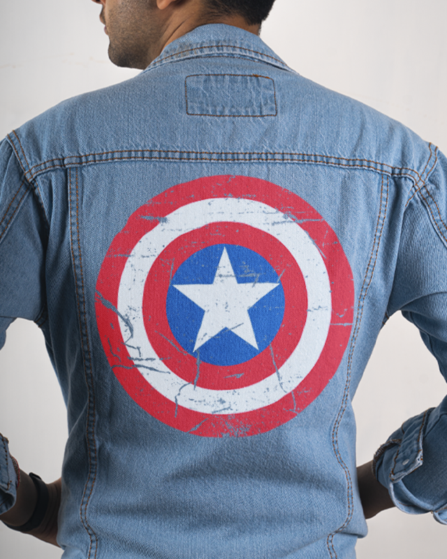 Official Marvel Captain America Shield Classic Denim Jacket