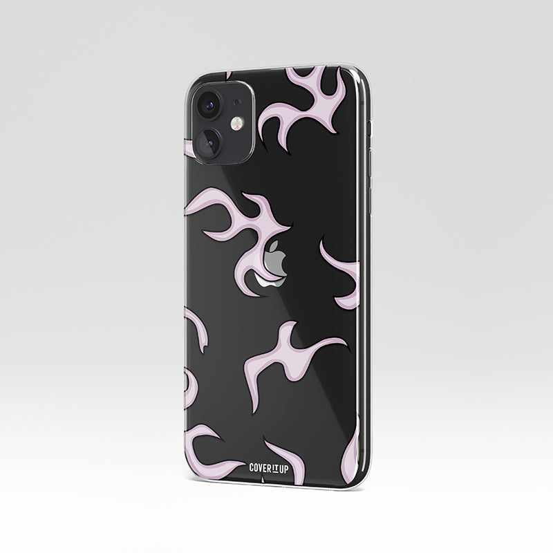 Lilac Flame Pattern Clear Silicone Case