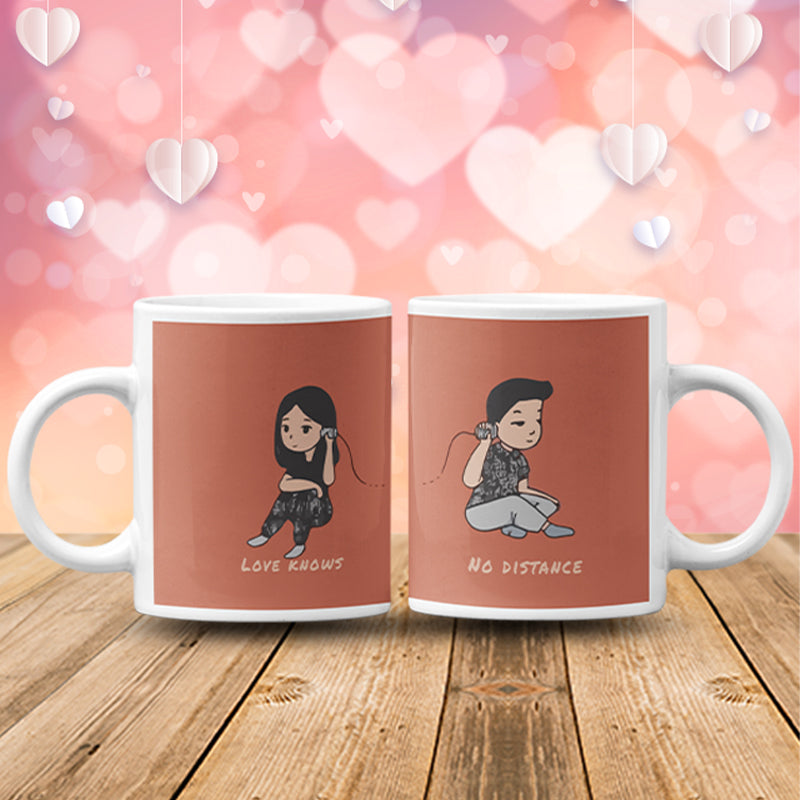 Love Knows No Distance Couple Mugs