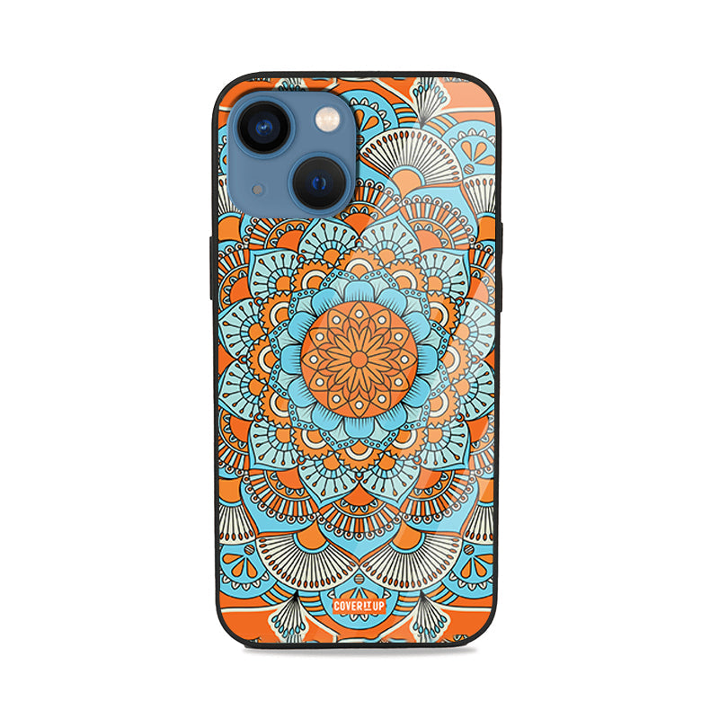 Orange Mandala Glass Case Mobile Cover from coveritup.com