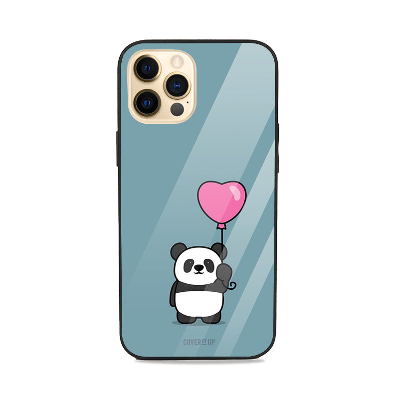 Panda With A Heart Balloon Glass Case Mobile Phone Cover from coveritup.com