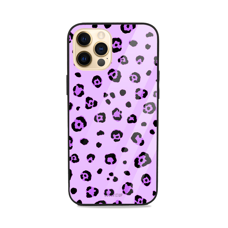  Purple Panther Pattern Glass Case