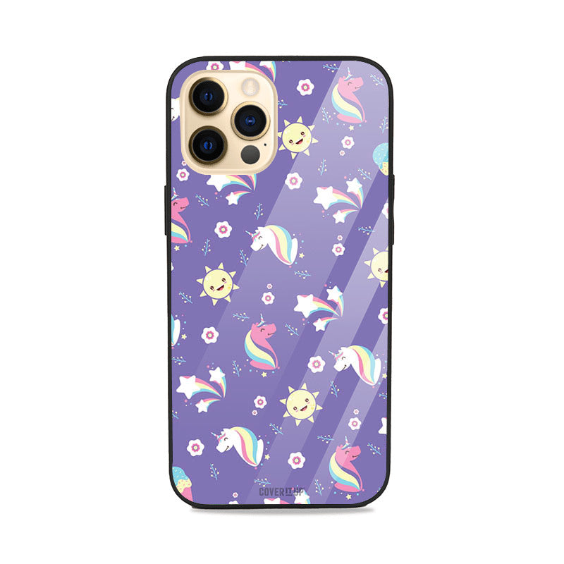Purple Unicorn Pattern Glass Case Mobile Phone Cover from coveritup.com